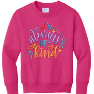 Youth Embroidered Crewneck Sweatshirt - Always Be Kind