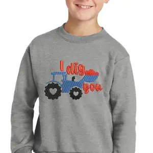Youth Embroidered Crewneck Sweatshirt - I Dig You
